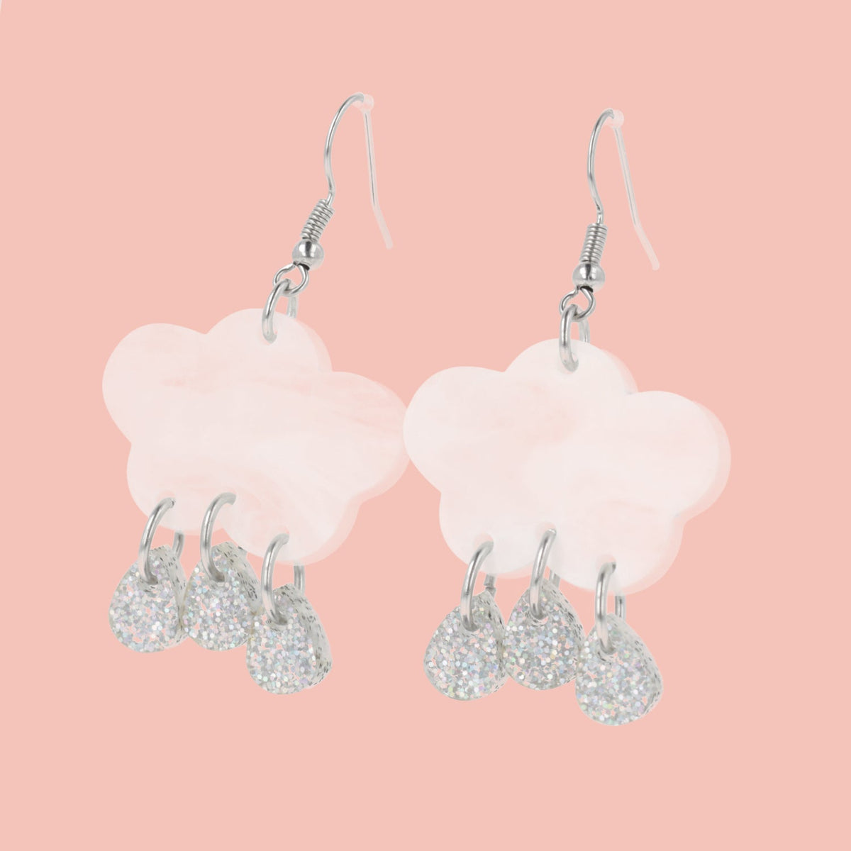 White Glitter Acid Rain Earrings