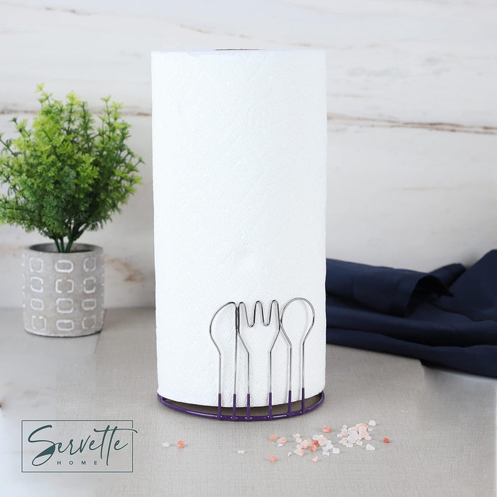 Wire Cutlery Designed Paper Towel Holder - Purple