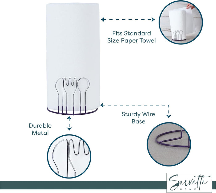 Wire Cutlery Designed Paper Towel Holder - Purple