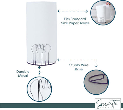 Wire Cutlery Designed Paper Towel Holder - Purple