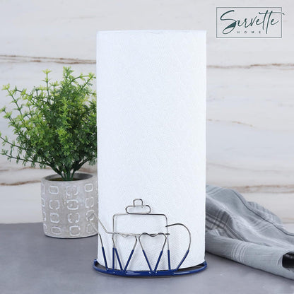 Wire Teapot Designed Paper Towel Holder - Blue