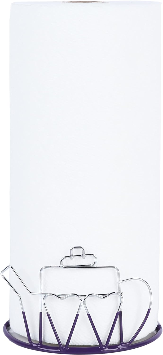 Wire Teapot Designed Paper Towel Holder - Purple