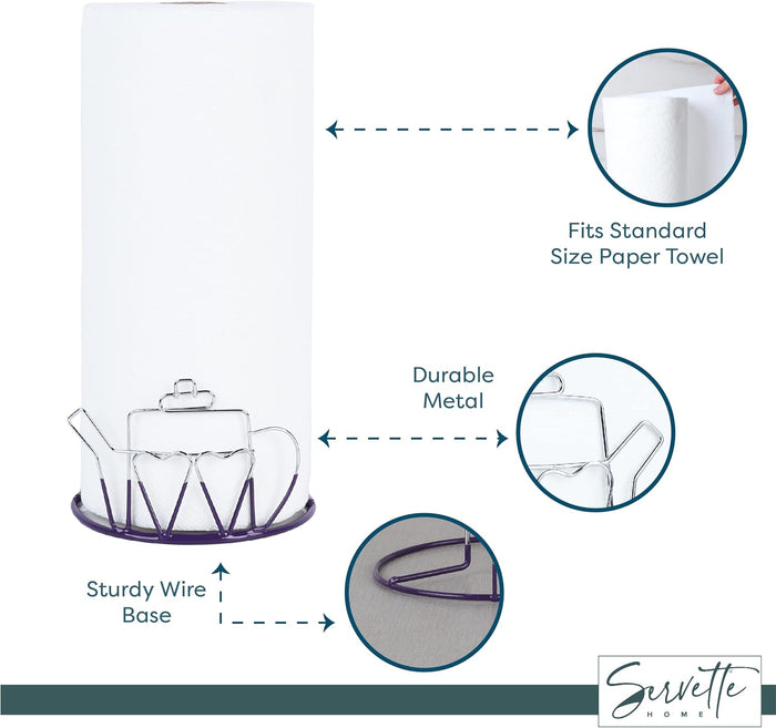 Wire Teapot Designed Paper Towel Holder - Purple