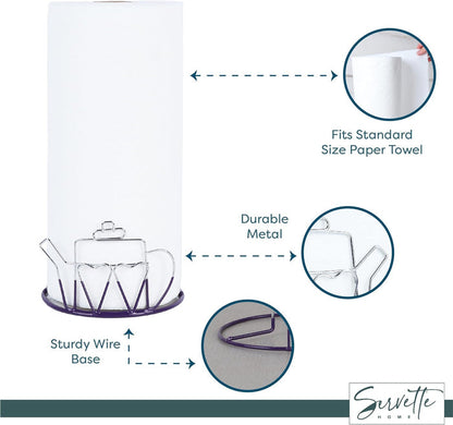 Wire Teapot Designed Paper Towel Holder - Purple