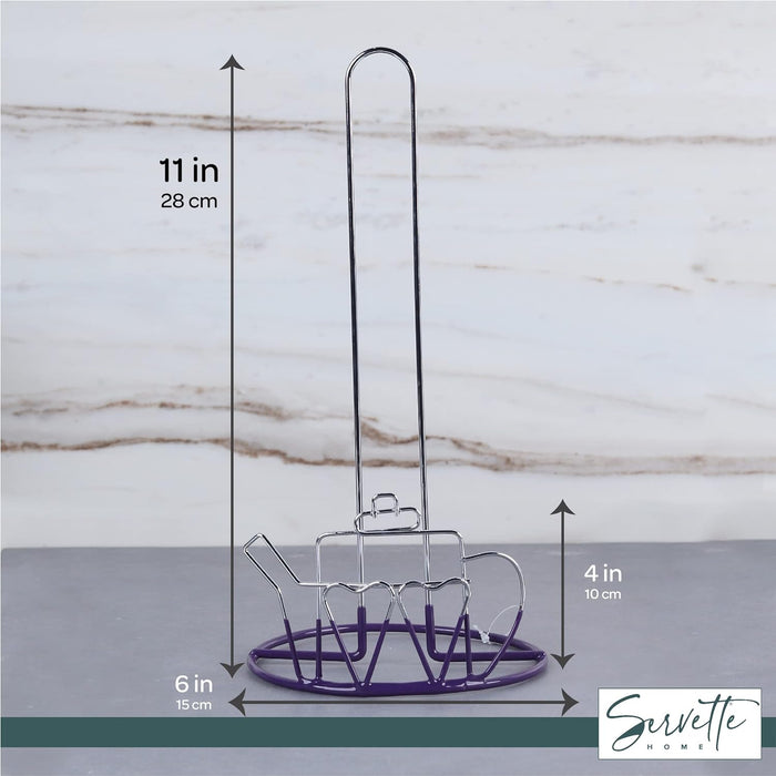 Wire Teapot Designed Paper Towel Holder - Purple