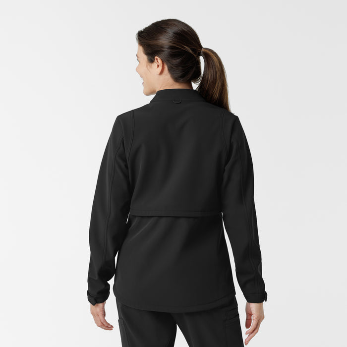 Layers Women's Soft Shell Scrub Jacket Black back view