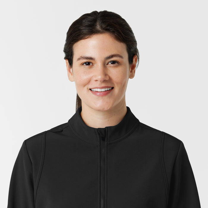 Layers Women's Soft Shell Scrub Jacket Black front detail