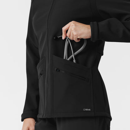 Layers Women's Soft Shell Scrub Jacket Black hemline detail