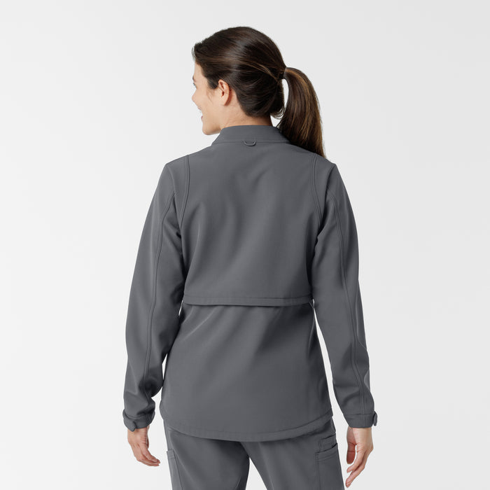 Layers Women's Soft Shell Scrub Jacket Pewter back view