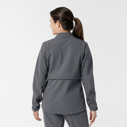 Layers Women's Soft Shell Scrub Jacket Pewter back view