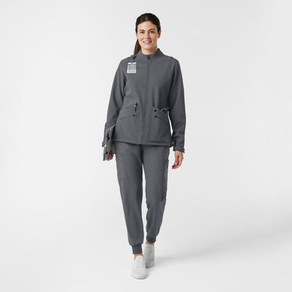 Layers Women's Soft Shell Scrub Jacket Pewter full scrub set