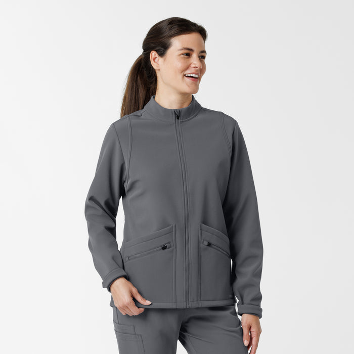 Layers Women's Soft Shell Scrub Jacket Pewter side view