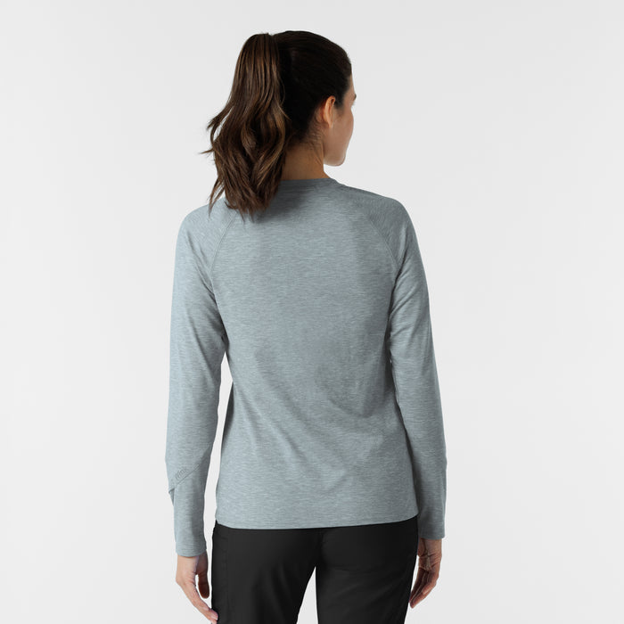Knits and Layers Women's Watch Window Long Sleeve Underscrub Top Grey Heather - back