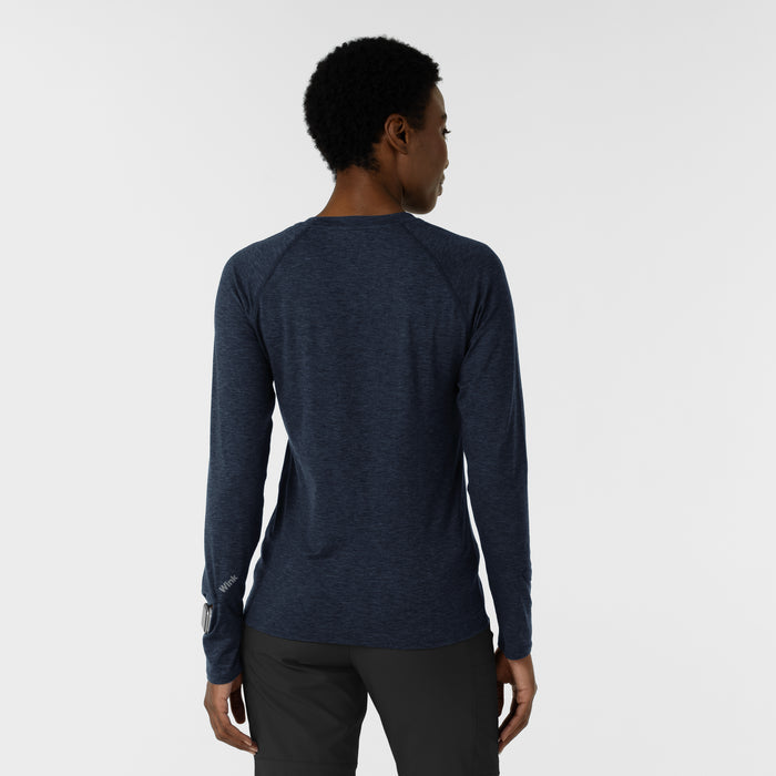 Women's Watch Window Long Sleeve Underscrub Top - Navy Heather back