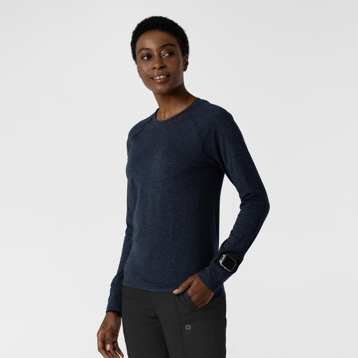 Women's Watch Window Long Sleeve Underscrub Top - Navy Heather side