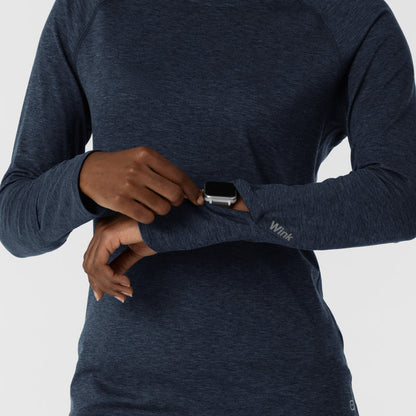 Women's Watch Window Long Sleeve Underscrub Top - Navy Heather smart watch sleeve 2