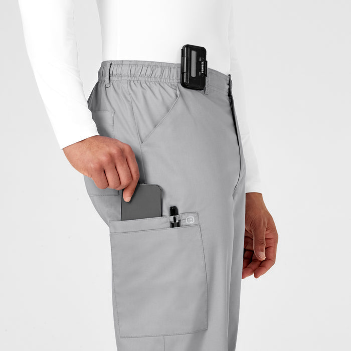 WonderWORK Men's Cargo Scrub Pant Grey side detail 2