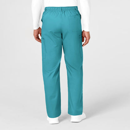 WonderWORK Men's Cargo Scrub Pant Teal Blue back view
