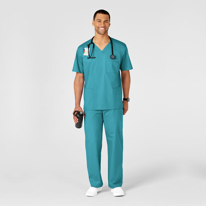 WonderWORK Men's Cargo Scrub Pant Teal Blue full scrub set