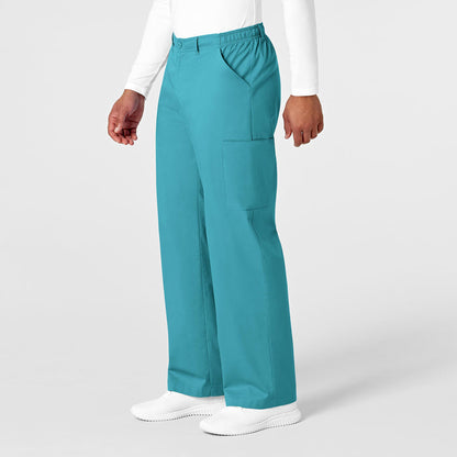 WonderWORK Men's Cargo Scrub Pant Teal Blue side view
