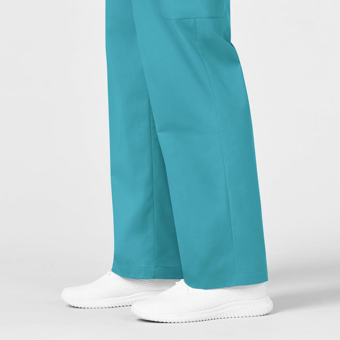 WonderWORK Men's Cargo Scrub Pant Teal Blue hemline detail