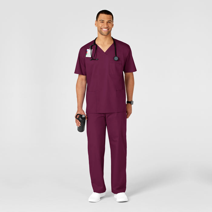 WonderWORK Men's Cargo Scrub Pant Wine full scrub set