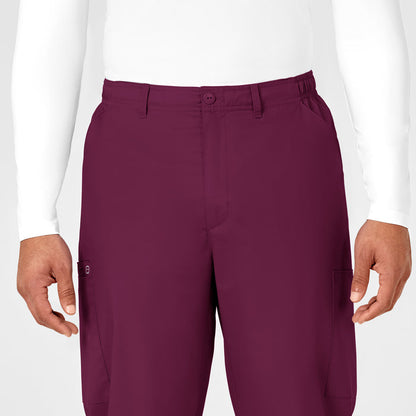 WonderWORK Men's Cargo Scrub Pant Wine front detail