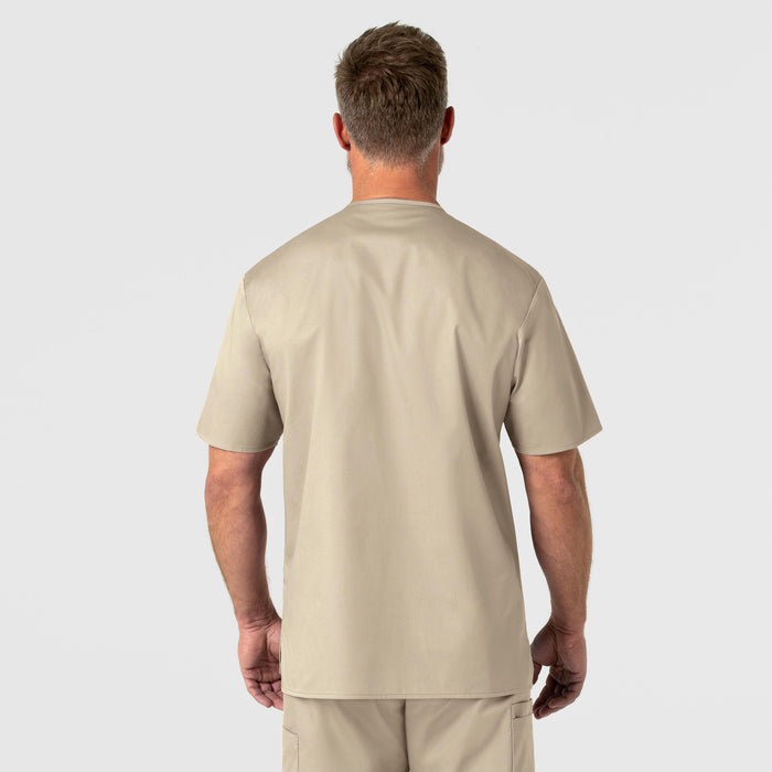 WonderWORK Men's V-Neck Scrub Top Khaki back view
