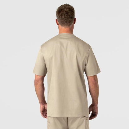 WonderWORK Men's V-Neck Scrub Top Khaki back view