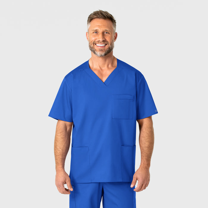 WonderWORK Men's V-Neck Scrub Top - Royal