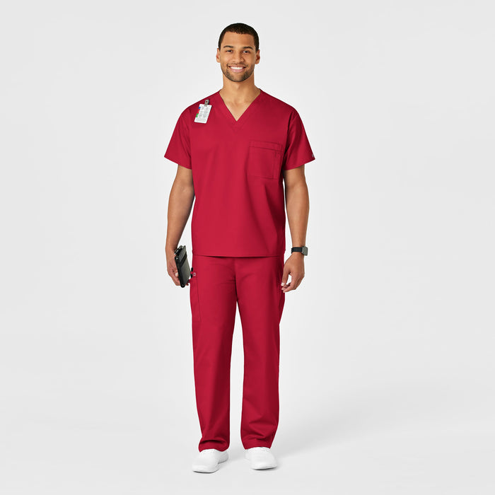 WonderWORK Unisex Drawstring Cargo Scrub Pant Red full scrub set