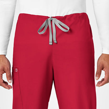 WonderWORK Unisex Drawstring Cargo Scrub Pant Red side detail 2