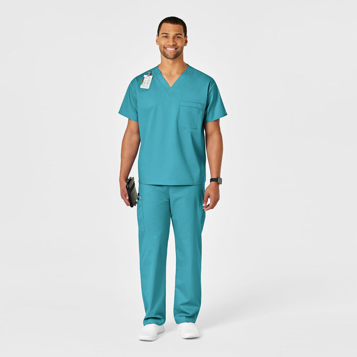 WonderWORK Unisex Drawstring Cargo Scrub Pant Teal Blue full scrub set