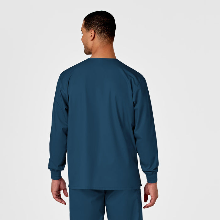 WonderWORK Unisex Snap Front Jacket Caribbean Blue back view