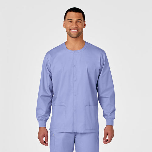 Wink WonderWORK Unisex Snap Front Jacket Ceil Blue