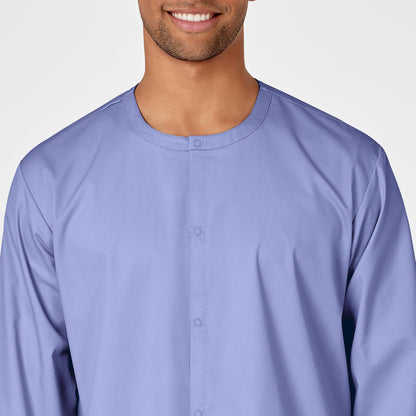 WonderWORK Unisex Snap Front Jacket Ceil Blue front detail