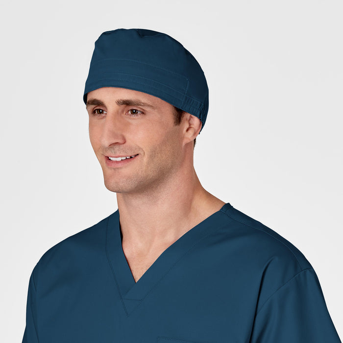 WonderWORK Unisex Tie Back Scrub Cap Caribbean Blue side view
