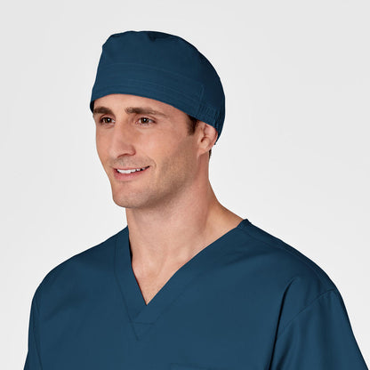 WonderWORK Unisex Tie Back Scrub Cap Caribbean Blue side view