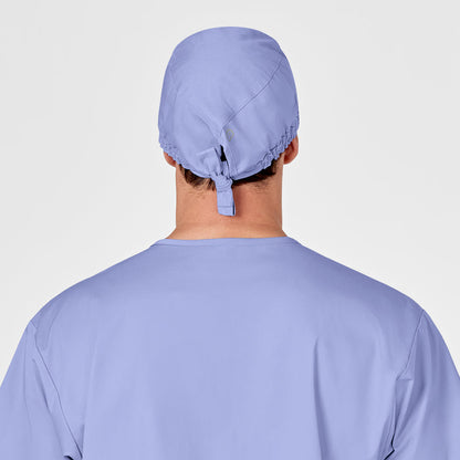 WonderWORK Unisex Tie Back Scrub Cap Ceil Blue back view